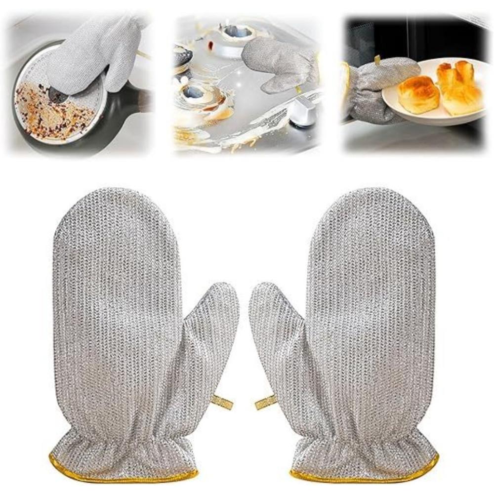 1Pair of Steel Wire Waterproof Kitchen Dishwashing Pot Silver Wire Decontamination Artifact Does Not Hurt Coated Hand Guard Heat Insulation Gloves серебряный
