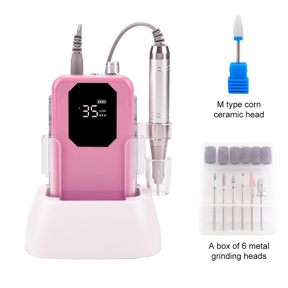 

BEPAN High Power Coreless Motor Nail 65w Drill Rechargeable 35000RPM Nail File Cordless Drilling with Portable Base Station US рожевий