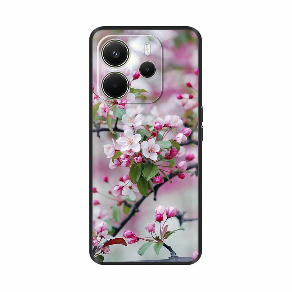 For Xiaomi Redmi Note 14 4G Case Luxury Painted Cover Black Silicone Phone Case For Redmi Note 14 Fundas note14 4G Soft Bumper