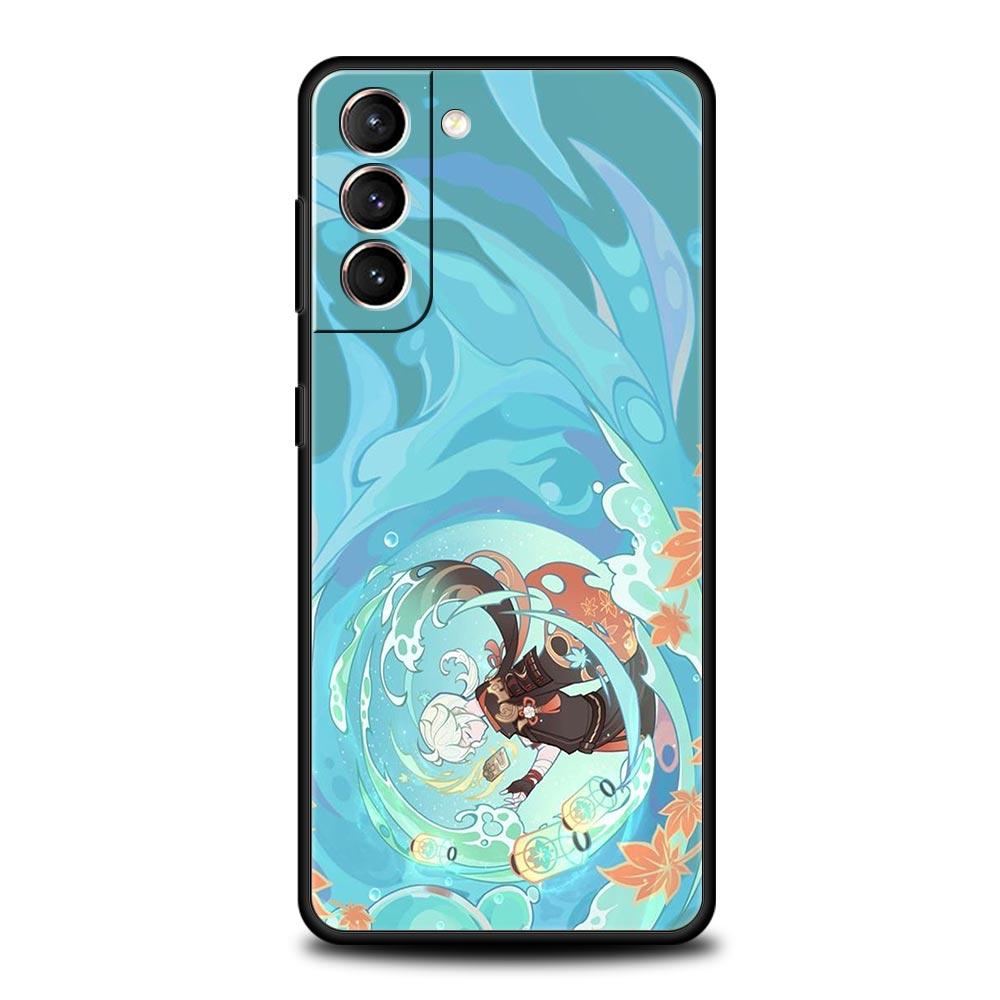 Genshin Impact Cartoon Logo Phone Case For Samsung Galaxy S23 Ultra S22 S21 S20 FE 5G S10 S10E S9 S8 Plus Note 20 Silicone Cover