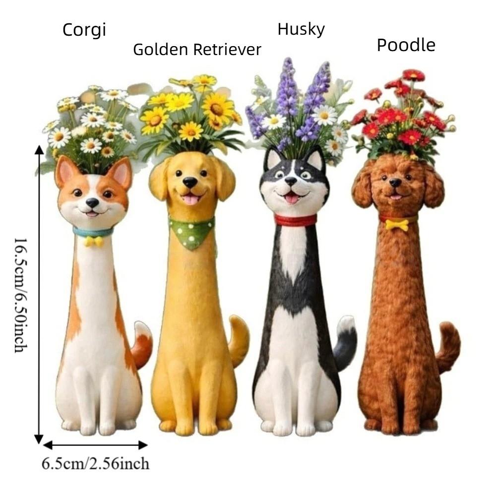 Modern Cartoon Dog Flower Vase Resin Quirky Design Animal Flower Holder Funny Handmade Dog Shaped Vase Dog Lovers