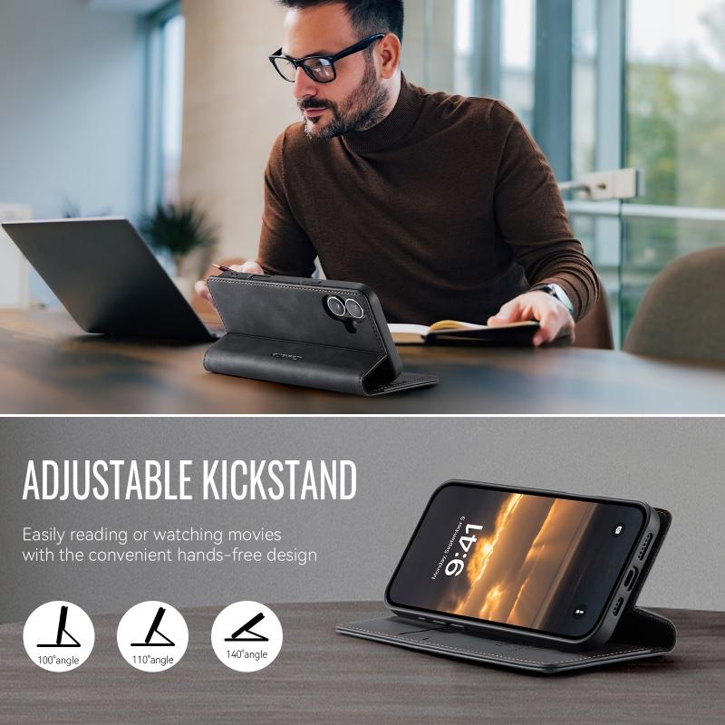 CaseMe Flip Leather Purse Holder Phone Case For iPhone 17 Pro Max Air 16E 16 15 Plus 14 13 12 11 X XS XR SE 2022 8 7 Shockproof Wallet Card Slot Cover