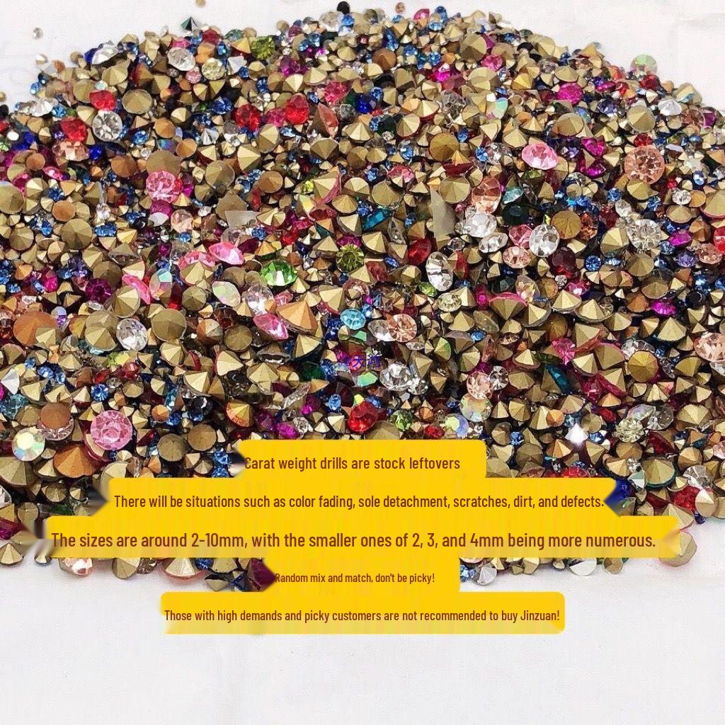 Handmade Pointed Bottom Glass Drill for Nail Art & Phone Case Decoration - Rhinestone Accessories & Flawed Embellishments