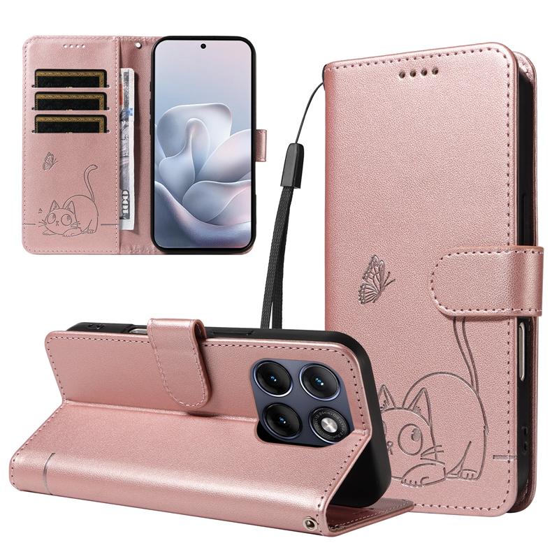 For Moto Edge 70 Fusion 5g/Edge 60 Pro Cute Cat Printed Wallet Flip Case Cover, Credit Card Case Bag for Sony Xperia 10 Vii