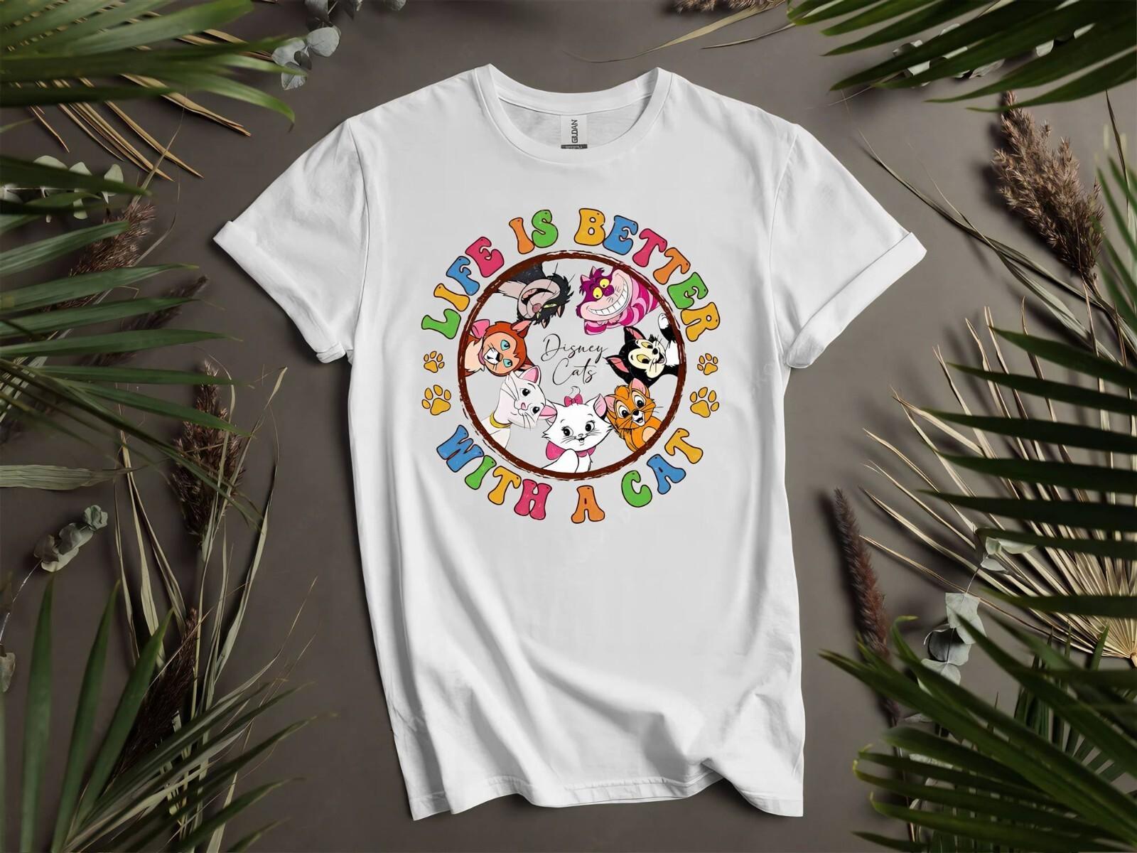 Cute Disney All Cat Characters T-shirt T shirt Men Women Unisex Tshirt K31 XL