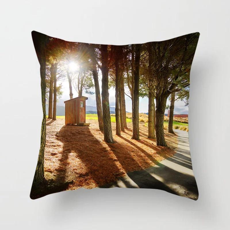 Luxury Home Decor Pillow Cover Car Living Room Sofa Cushion Cover Beautiful Natural Scenery Pattern Cushion Cover