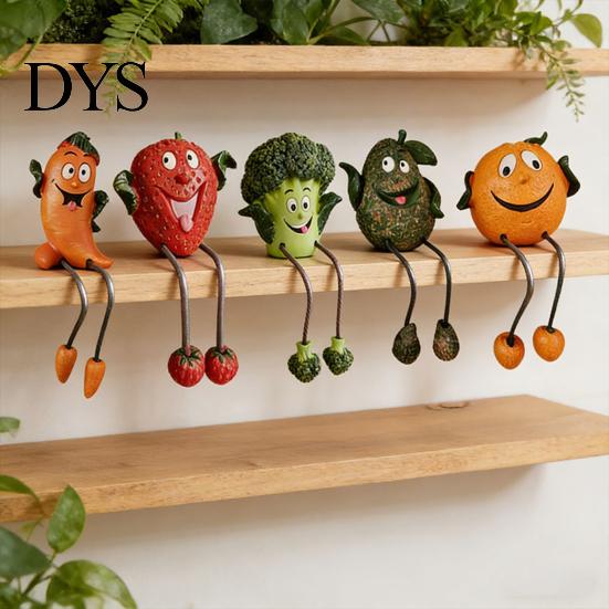 Sitter Divertenti con Frutta in Resina con Gambe Flessibili Pendenti, Statuette Bizzarre da Appendere ai Bordi, Personaggio Carino per Decorazione da Tavolo