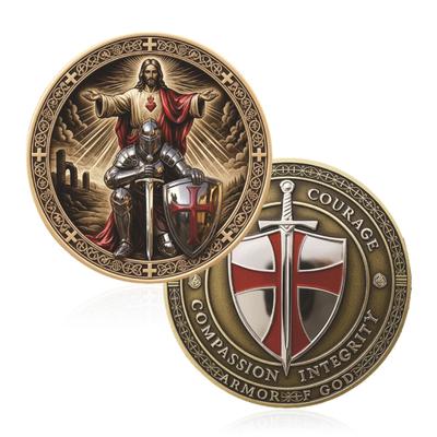 Heiliger Schutzengel Christliches Challenge Coin Ritter Gebet Design Gedenkmünze Glaubenssymbolik Spirituelles Geschenk