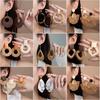 European Retro Geometric Raffia Earrings: Vacation-Style Wooden Hollow Long Accessories for Women