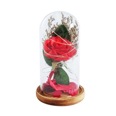 Beauty And The Beast Enchanted Rose LED Glass Cover Night Artificial Rose Led Glass Bottle Lamp Night Light Home