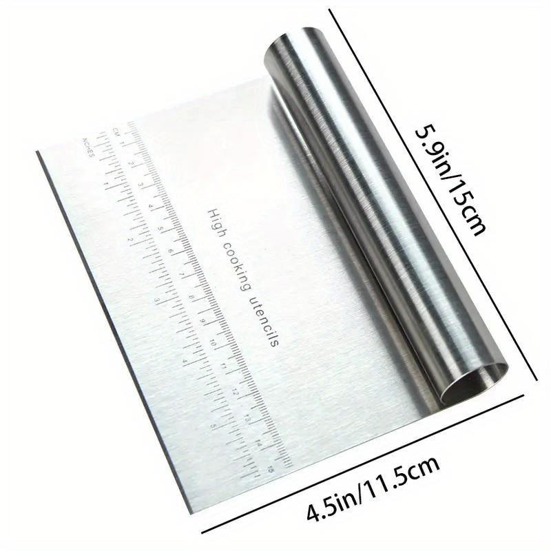 Premium Stainless Steel Bench Scraper with Measurement Markings - Durable Dough Cutter & Pastry Chopper, Ideal for Baking Dough Scraper