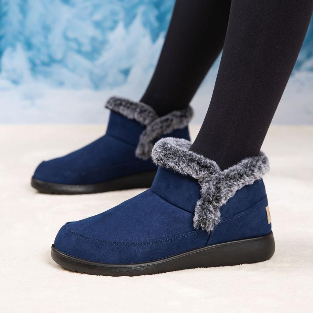 New Winter Snow Boots with Solid Color, Simple Design, and Plush Insulation. Low Cut, Versatile, Waterproof, and Thick Cotton Boots