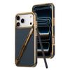 Plaid Cross-Side Sticker for iPhone 17 Pro Max Electroplated Case with Pen Slot for Apple 16 Integrated Case