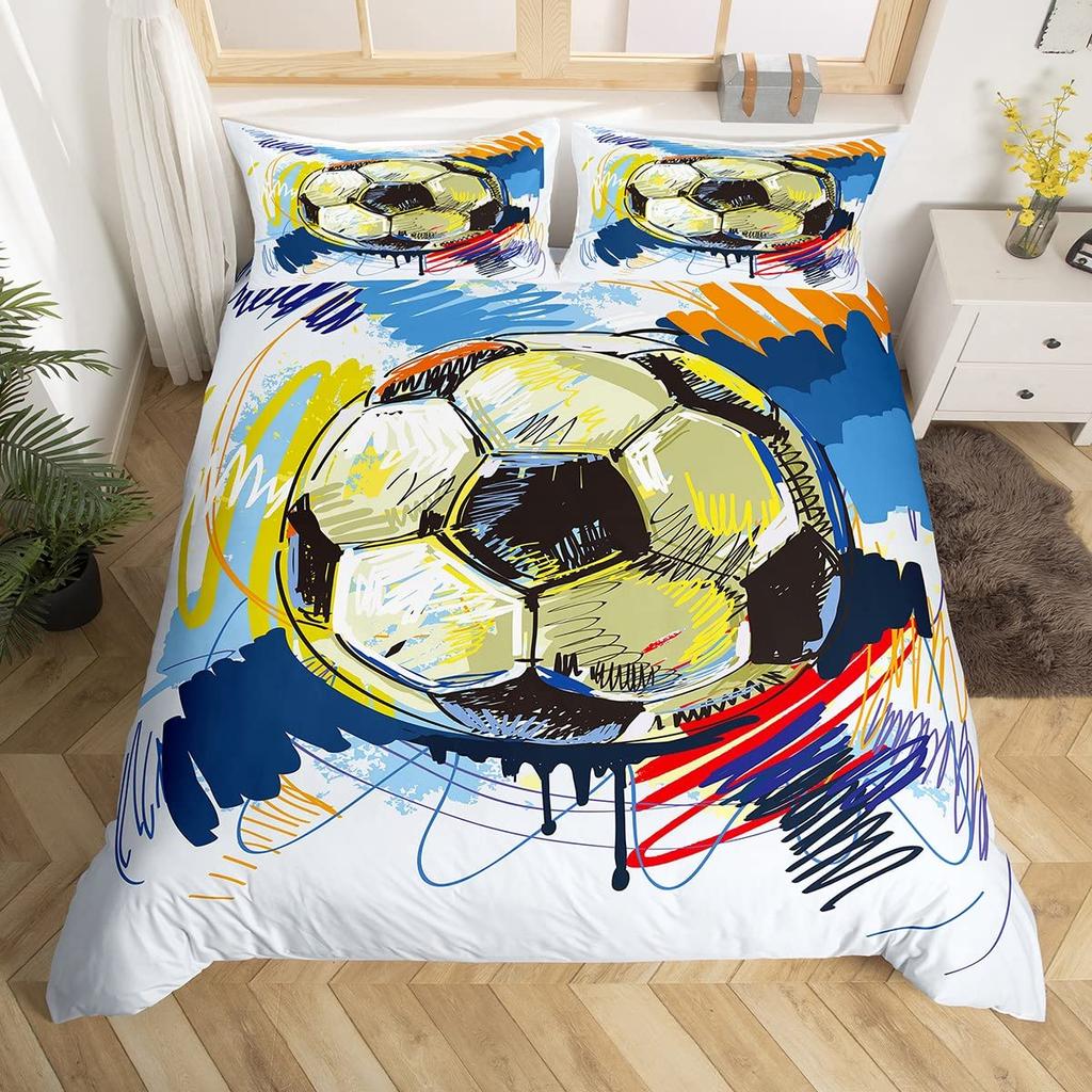 Kids Volleyball King Queen Duvet Cover Teens Ball Sports Bedding Collection Grunge Hippie Tie Dye Comforter Cover Polyester Quilt Cover