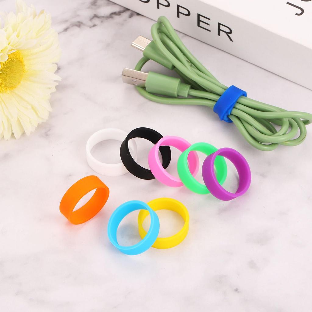 Uxcell 20pcs Silicone Rubber Bands 20x7mm Rubber Band Ring Cable Tie Strong Elastic Band for Cord Wrapping Bag Wrap Red/Orange/Yellow/Green/Dark