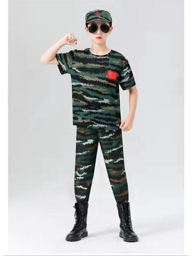 Çocuk Kamuflaj Askeri Üniformaları (Erkek ve Kız Çocukları İçin) - Anaokulu Eğitimleri, Yaz Kampları veya Okul Gösterileri İçin Mükemmel.