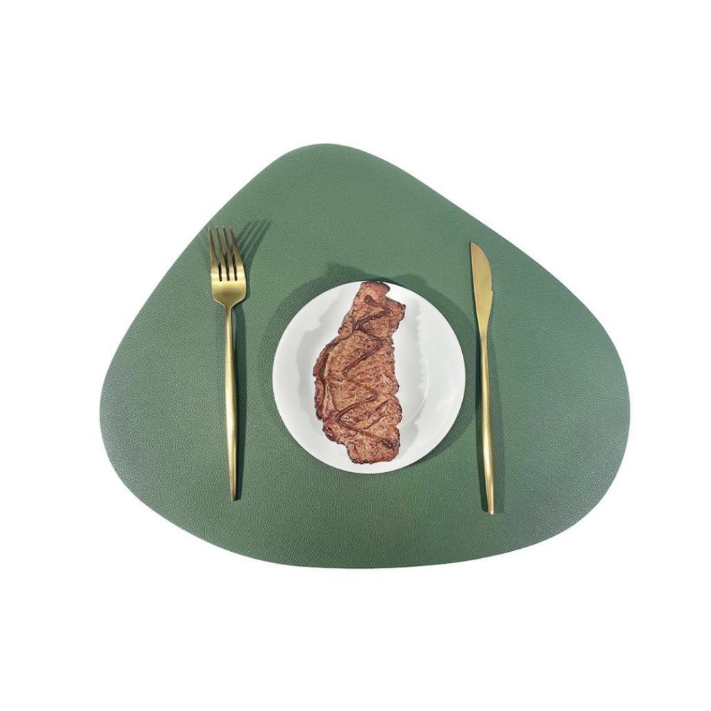 PU Leather Table Mat Imitation Cowhide Pattern Flatware Place Pad Modern Placemats  Home Decor