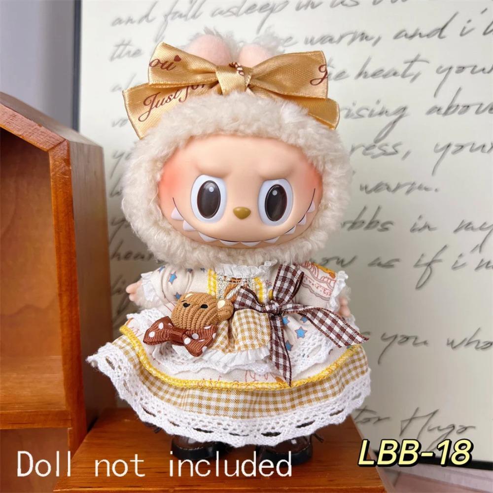 Only Clothes For 15-17CM Labubu Mini Accessories Clothes Clothing Dolls Set Sitting Party Scarf Hat Bag Cute Decoration Gift