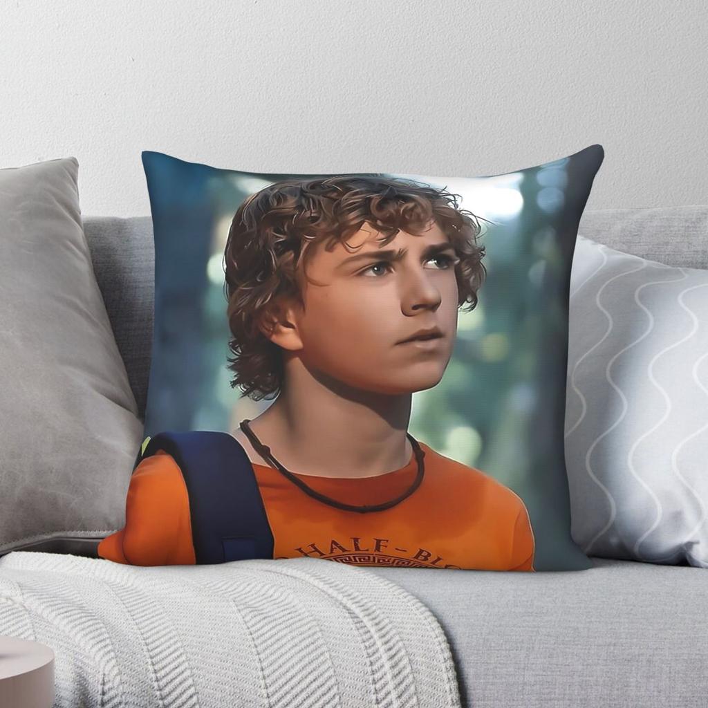 Percy Jackson Walker Scobell Square Pillowcase Polyester Linen Velvet Printed Zip Decor Throw Pillow Case Sofa Cushion Cover