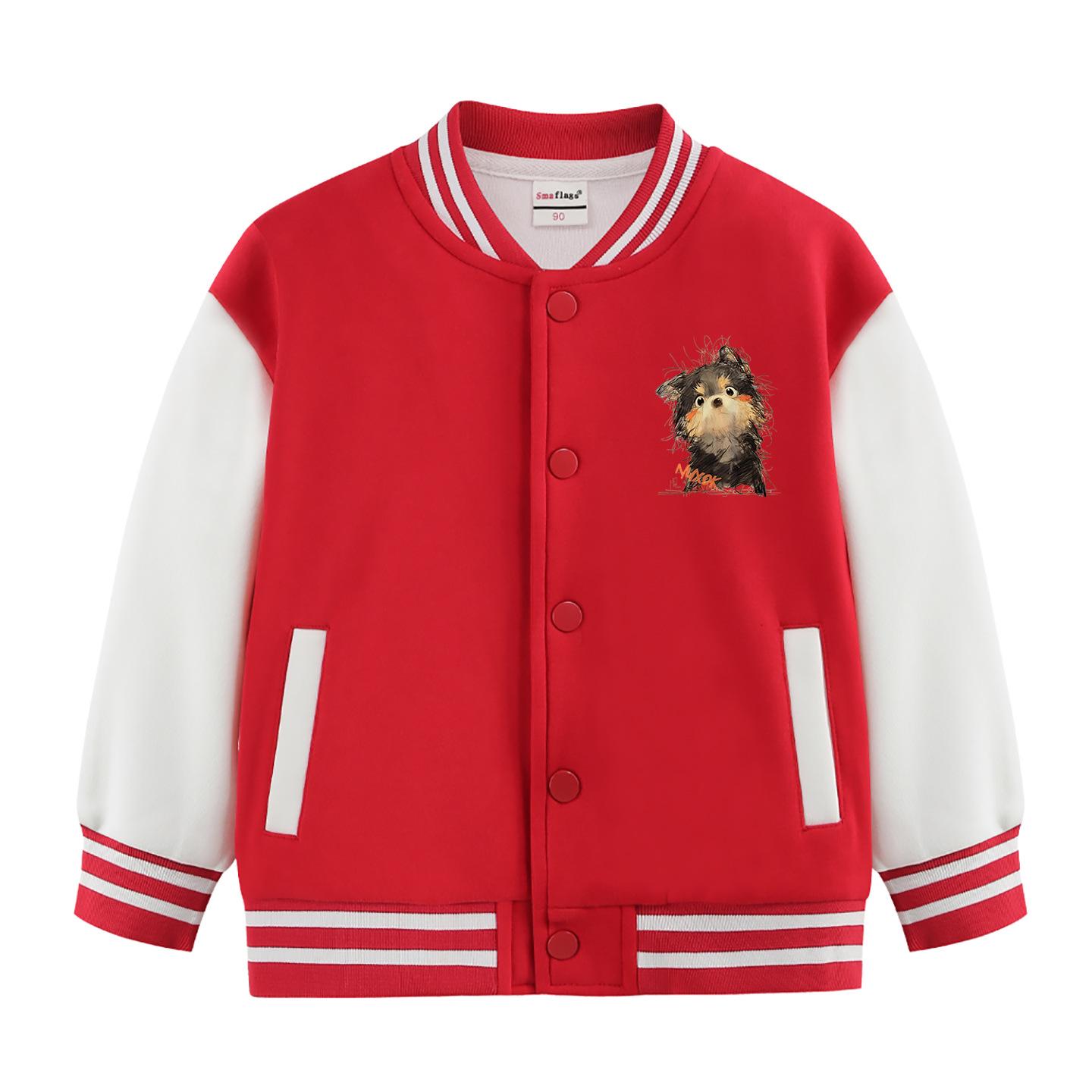 

2026 Boys Casual Baseball Jacket - Autumn/Winter Printed Top for Big Kids 100 cm