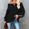 Autumn and winter new Temu hot-selling word shoulder loose knitted sweater solid color pullover sweater women