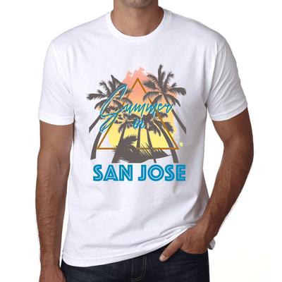 Men’s Vintage Tee Shirt Graphic T Shirt Summer Triangle San Jose White