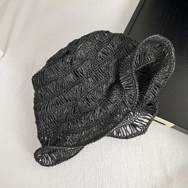 USPOP Women’s Foldable Straw Bucket Hat Summer Sun Hat with Shapeable Brim Breathable Hollow Out Crochet Beach Hat