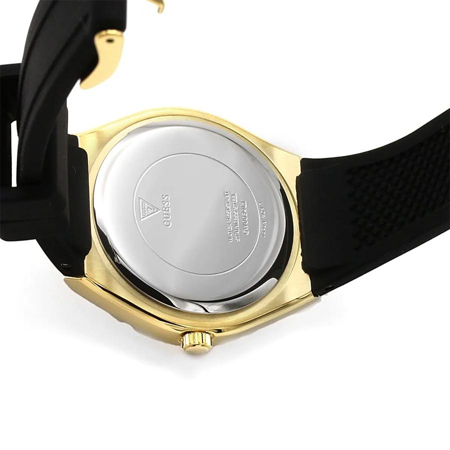 Guess Gold Dial Black Silicone Strap Women's Quartz Watch - GW0034L1