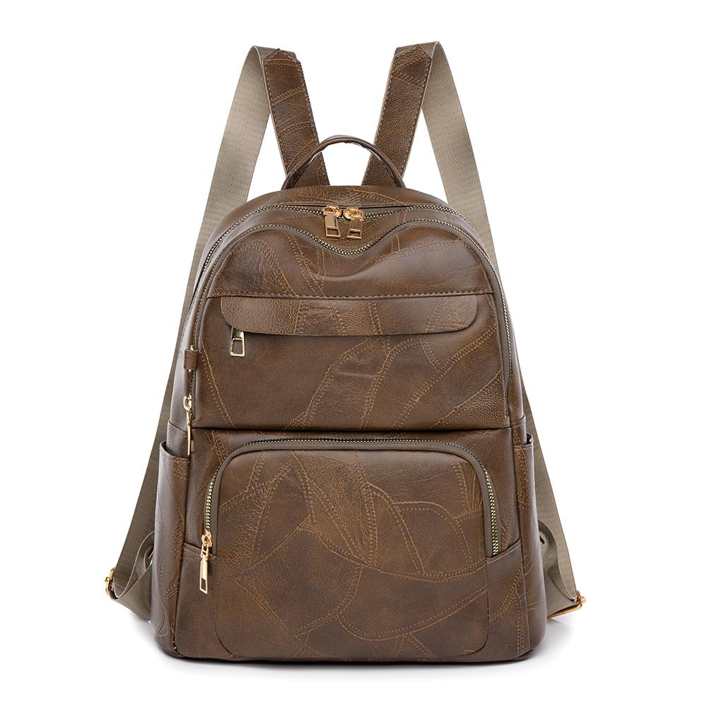 

Женский мягкий кожаный рюкзак, большая вместимость, дорожная сумка кофейный