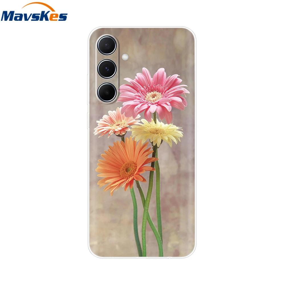 For Samsung Galaxy M35 M55 Case Cute Flower Soft Silicone Back Cover for Coque Samsung M 55 M 35 5G Phone Cover Fundas Shells