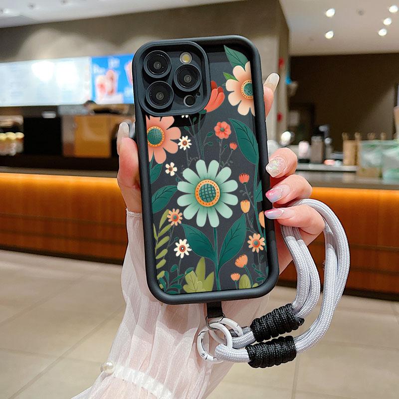 

Cute Flower Lanyard Rope Phone Case For Xiaomi Redmi 12 13C Redmi Note 13 12 Pro Plus 5G 13 12S 11S 11 10S Silicone Soft Cover Redmi Note 11 (11S)