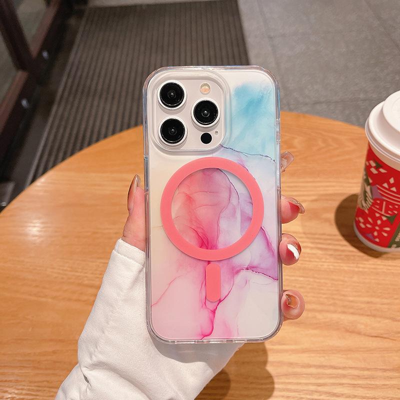 

Mobile Phone Case for IPhone15pro Series Magnetic Anti-fall IMD Skin Feel Camouflage Color For iPhone15 pro