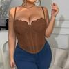 1XL-4XL Big Size Lace Corset Transparent Lace Crop Tops Elastic Suspender Vest  Ladies