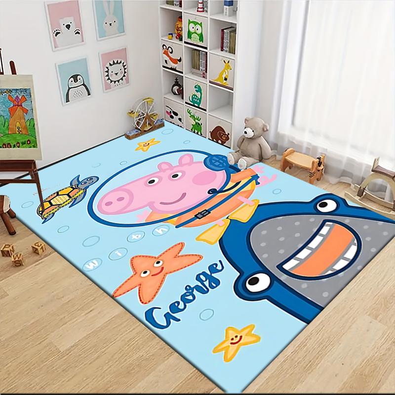 1Pc Peppa Pig'S Playful Day Carpet Rug Customizable Soft Washable Antislip Home Living Room Sofa Mats Personalized Rug 0917107