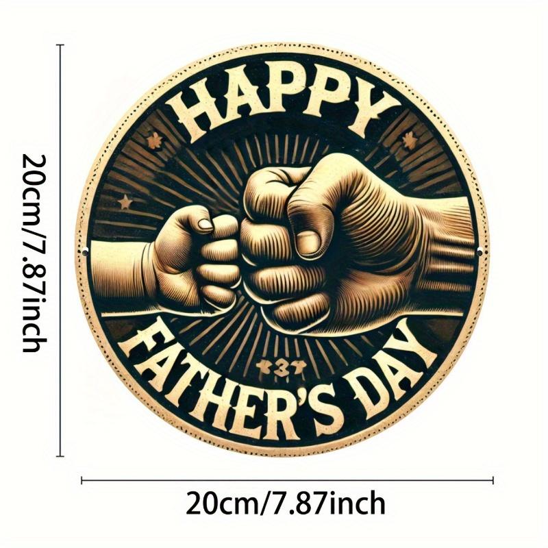 2d Flat 20*20cm, Wooden Happy Father'S Day Vintage Wooden Sign, Round Wall Decor for Home, Farmhouse, Porch and Bedroom, Perfect Holiday Gift