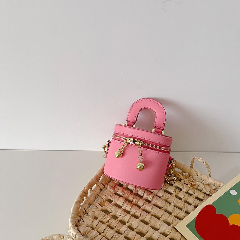 Trendy Yellow Mini Handbag For Kids Chic Girls Pu Leather Bucket Bag For Daily Use