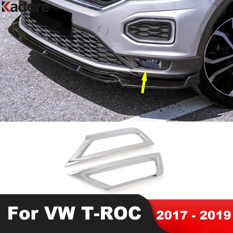 For Volkswagen VW T-ROC TROC 2017 2018 Chrome Front Fog Light Lamp Cover Trim Head Foglight Frame Bezel Trims Accessories