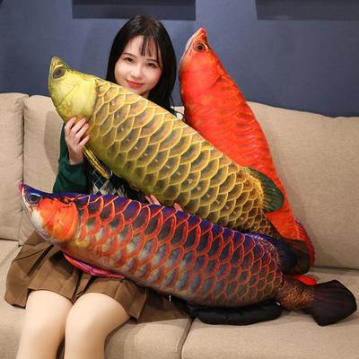 Fish Plush Pillow Soft Back Cushion Golden Arowana Red Carp Doll Plushies Companion Sleep Pillow Stuffed Sea Animal Simulation Fish