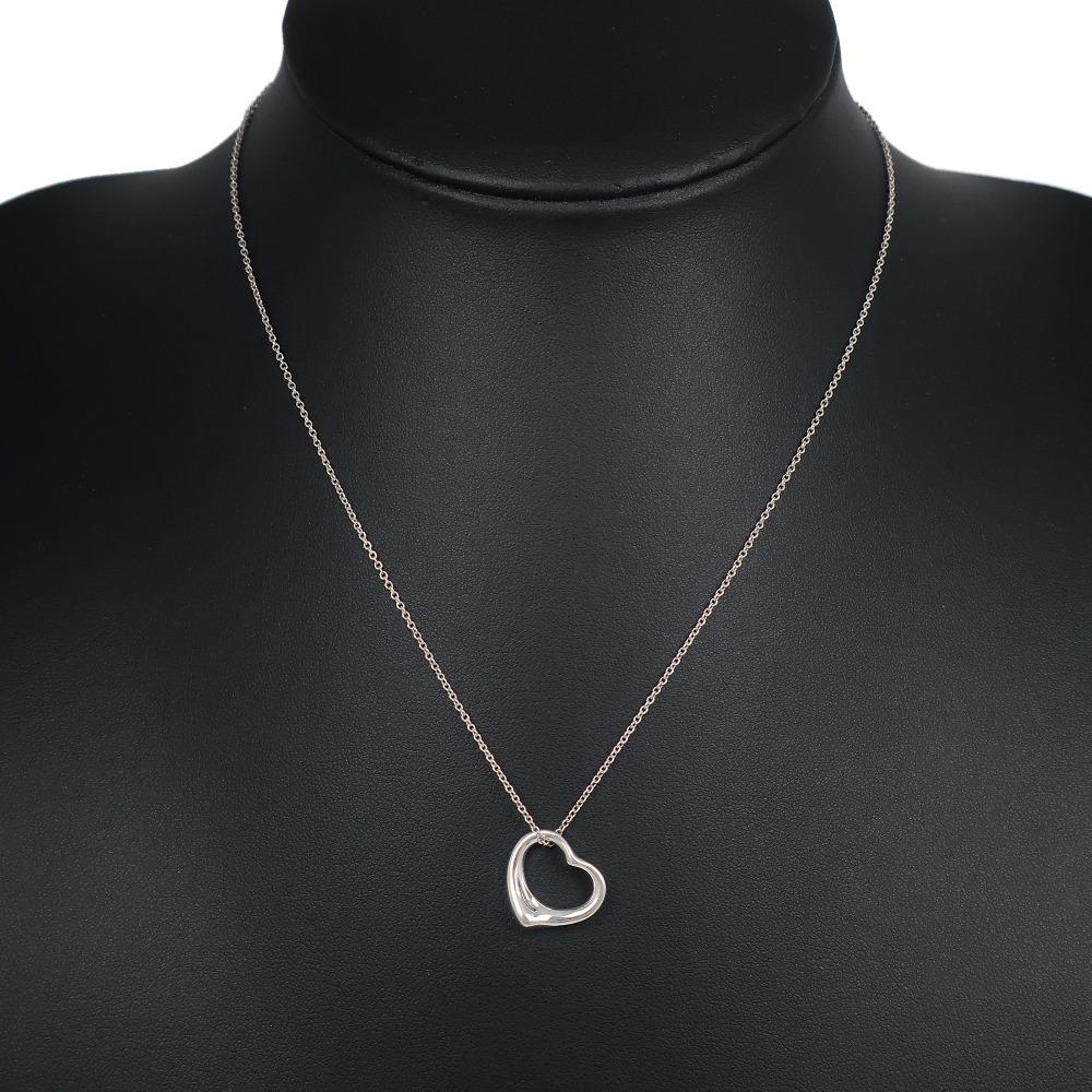 TIFFANY&Co. Open Heart Necklace Elsa Peretti Silver925 Heart 2.7g Women Used