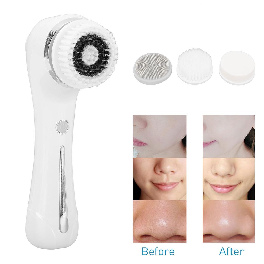 Facial Cleansing Brush 7200RPM Rotating 2 Speeds Electric Face Scrubber with Heat 4 Brush Heads