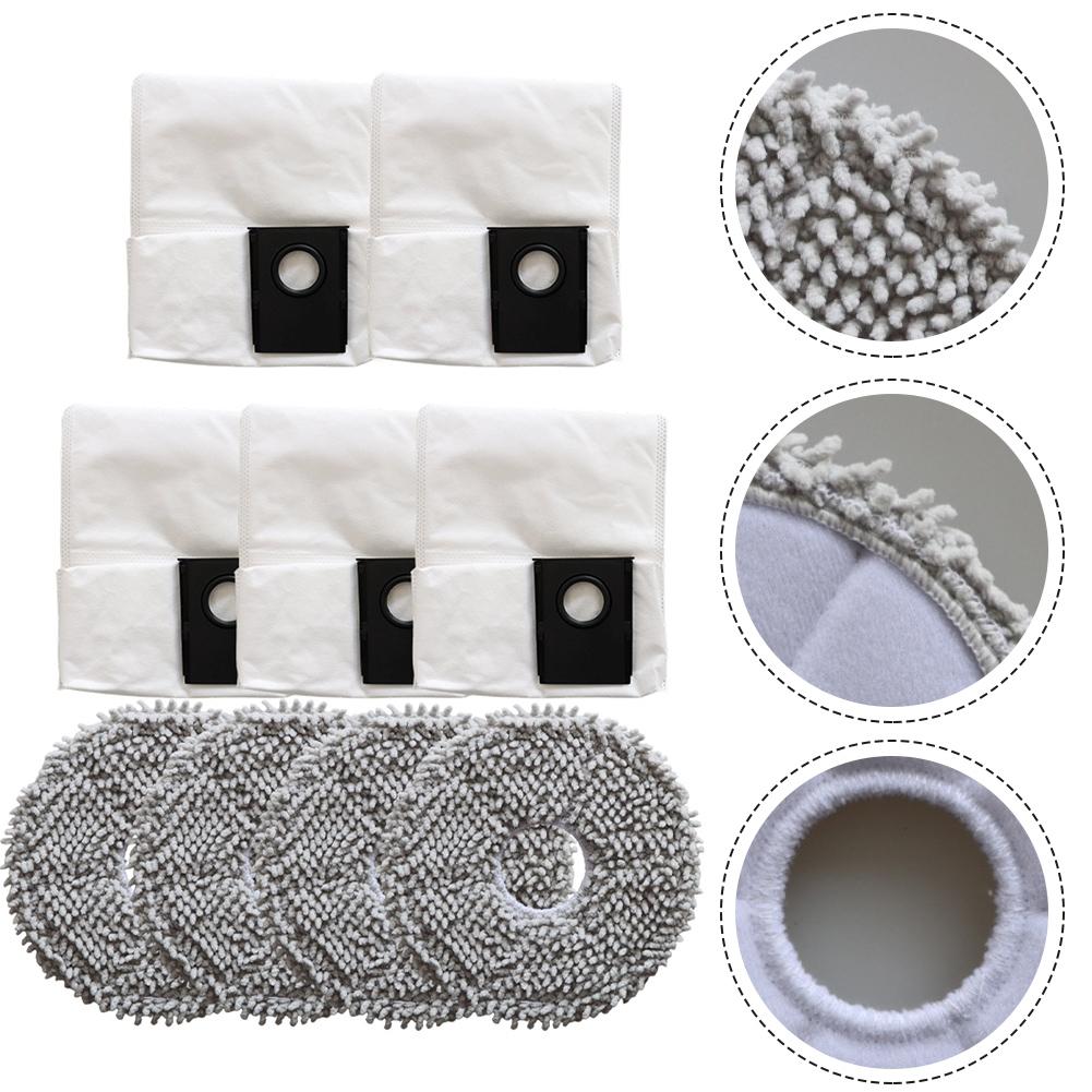 For Midea V16  For Eureka J15  For Eureka For Evo Ultra Automatic Emptying Robotic Vacuum Cleaner  4 Mop Cloths 5 Dust Bags