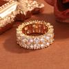 925 Sterling Silver Luxury Double Row White Zircon Ring For Ladies Wedding Party Birthday Fashion Jewelry Gift