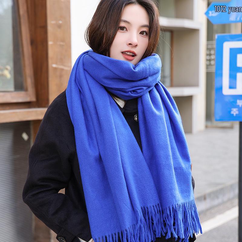 2025 Autumn/Winter Women's Solid Color Prickly Wool Scarf - Korean Style Versatile Neck Warmer Shawl for Students.