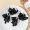 2pcs Heart Shaped Bow Hair Clip Sweet Rhinestone Double Ponytail Headwear Kawaii Lolita Cosplay Headdress Jk Uniform Hair Accessory
