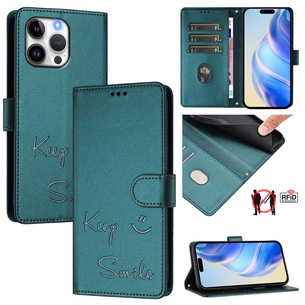 Custodia a Portafoglio in Pelle a Libro per Cubot Max 5 A10 P50 A20 A30 A40 P90 X100 Note 40 60 Design Embossato Keep Smile con Laccetto da Polso