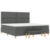 Box Spring Bed with Headboard Dark Gray 200 x 200 cm Fabric