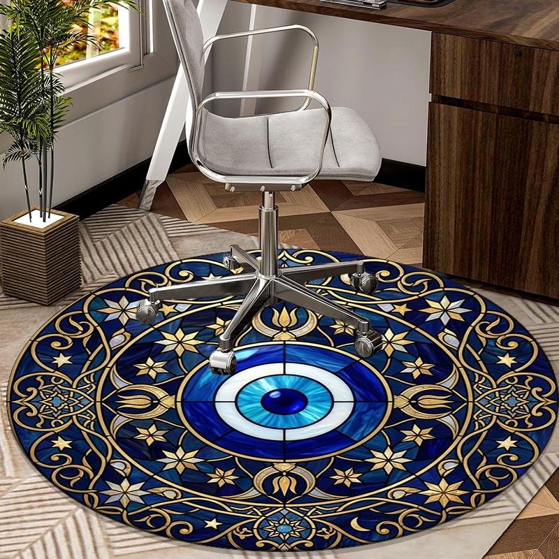 Evil Eye Stained Glass Design round carpet Chair cushion Round Entryway Rug, Soft Round Rugs for Living Room, Bedroom, Circle Carpet decor gifts
