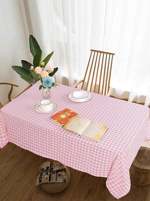 1PC Valentine's Day Pink and White Checkered Tablecloth, Restaurant Kitchen Picnic Wedding Party Decoration Tablecloth