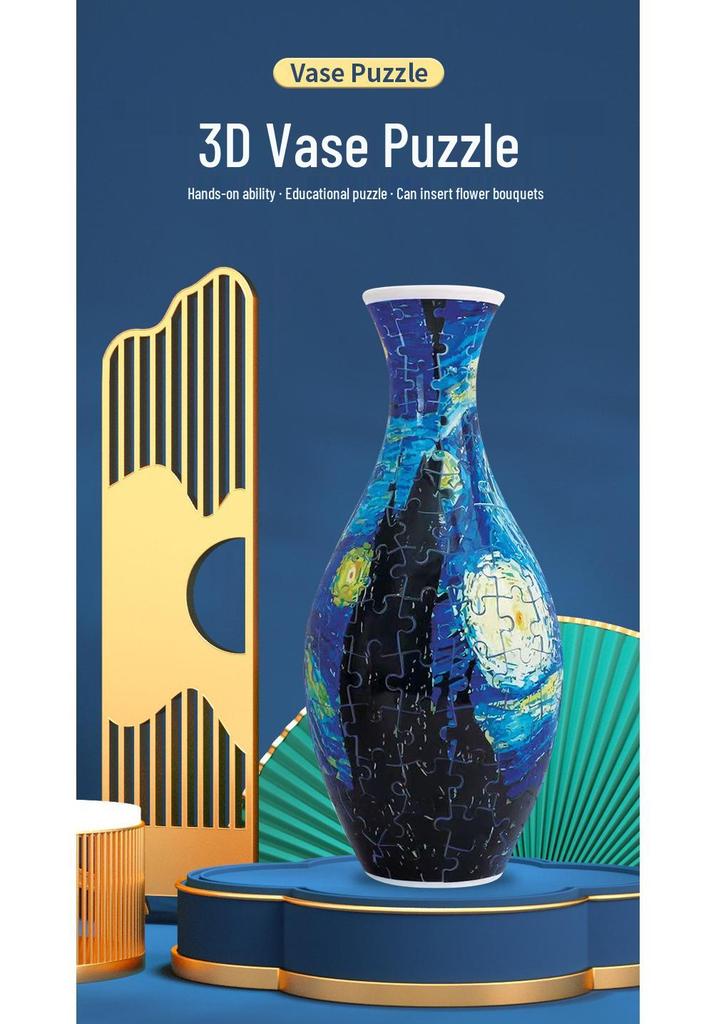Blue & White Porcelain 3D Puzzle Vase: DIY Ornament & Flower Arrangement Toy for Kids