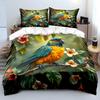 Colorful Parrot On Blooming Branch Print Soft Comfortable Duvet Cover Bedding Set Included 1*Duvet Cover  2*Pillowcases